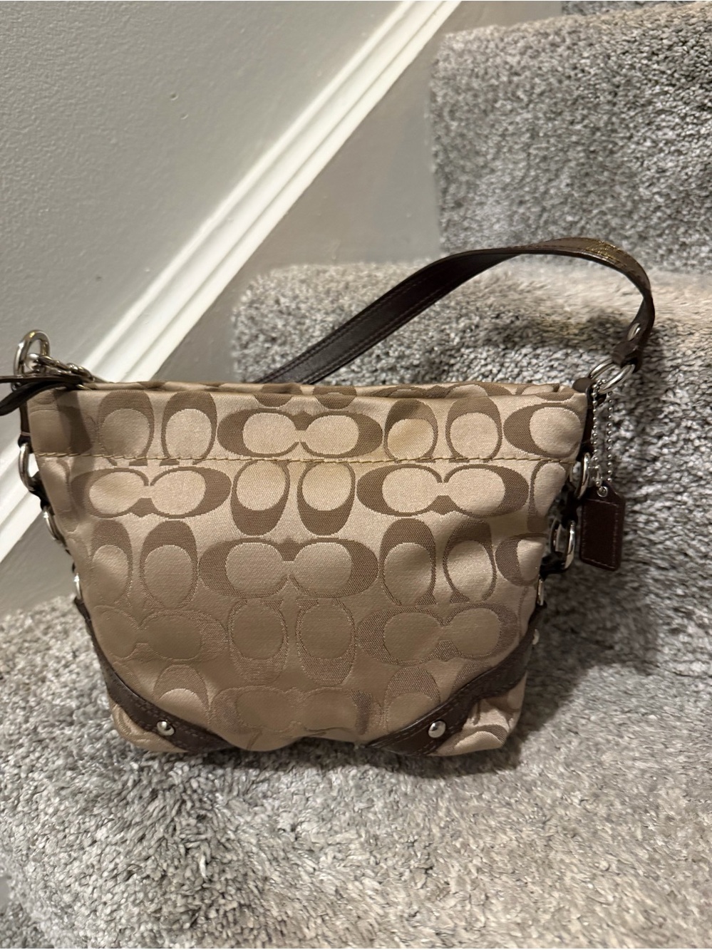 Vintage Coach Mini Carly Signature Demi Hobo Bag